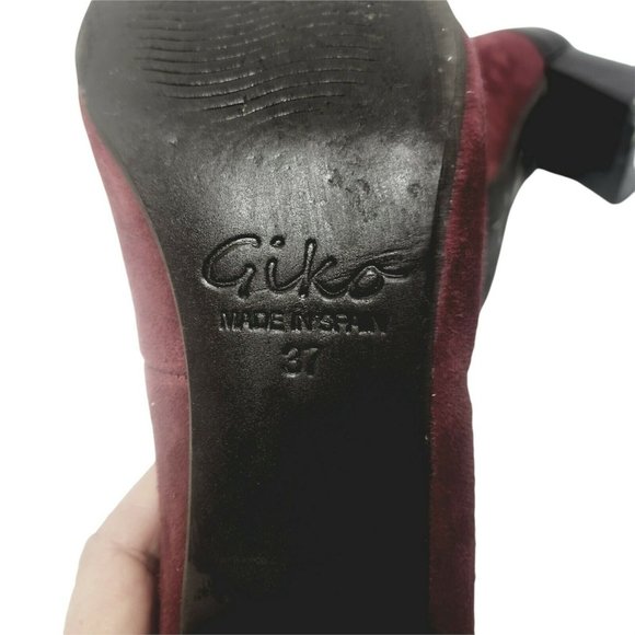 Womens GIKO Spain Suede/Patent Leather Block Heel 1930s inspired High Quality - Picture 8 of 8